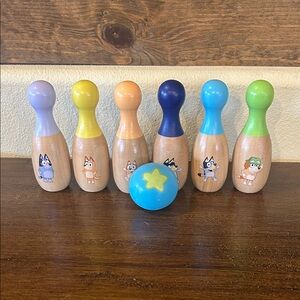 Wooden Bluey Bowling Set for Kids